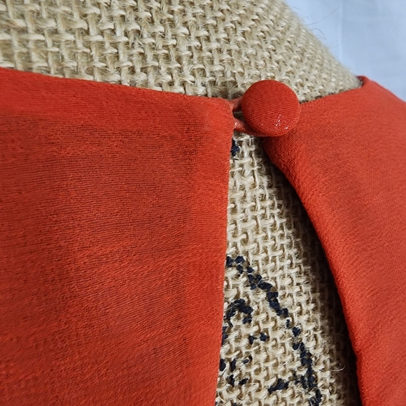 ARK & CO. Size Small Orange Brown Chiffon Colorblock Blouson Dress Anthropologie - Picture 6 of 12